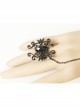 Halloween Black Lace Roses Gems Gothic Masquerade Ring Bracelet