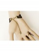 Halloween Black Lace Roses Gems Gothic Masquerade Ring Bracelet