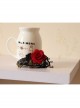 Gothic Palace Ball Red Rose Ruby Retro Black Lace Bracelet With Ring Wristband One Chain