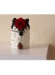 Gothic Palace Ball Red Rose Ruby Retro Black Lace Bracelet With Ring Wristband One Chain