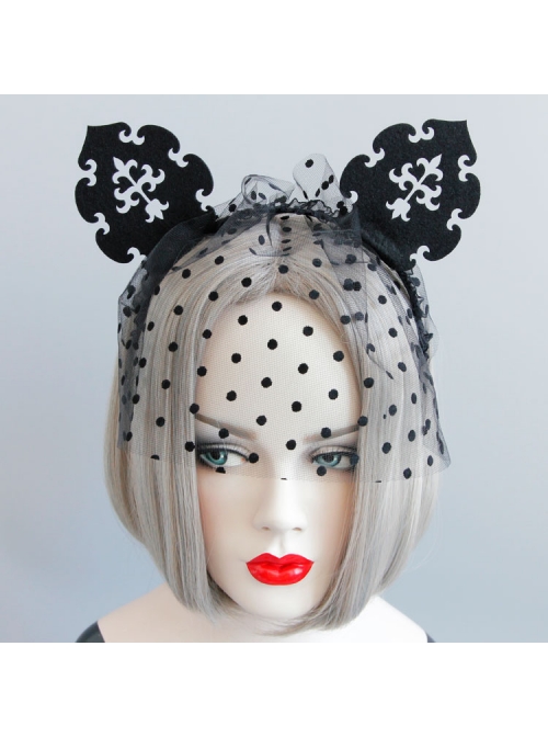 Gothic Black Retro Cute Cat Ears Sexy Prom Veil Halloween Christmas Veil Headband