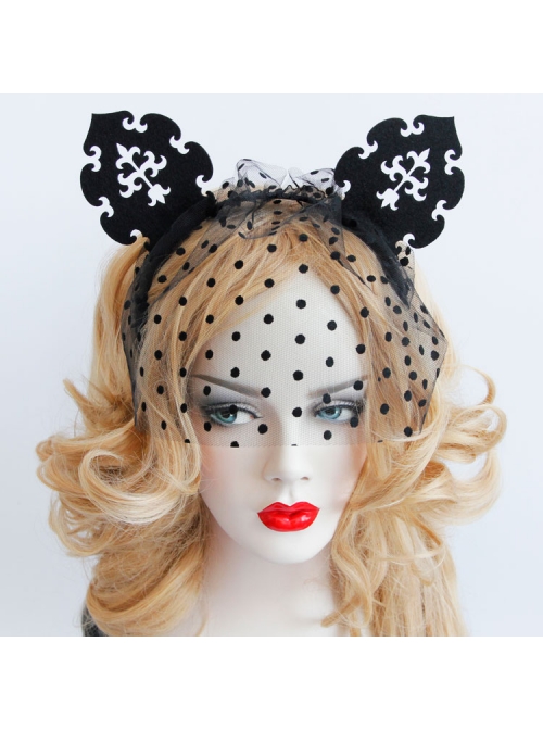 Gothic Black Retro Cute Cat Ears Sexy Prom Veil Halloween Christmas Veil Headband