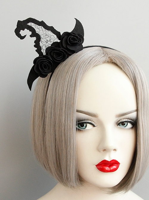Black Gothic Rose Masquerade Creative Witch Hat Halloween Party Party Show Headband
