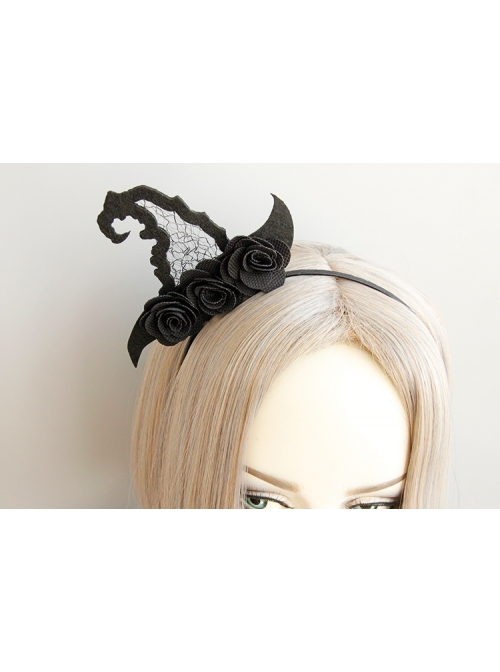 Black Gothic Rose Masquerade Creative Witch Hat Halloween Party Party Show Headband