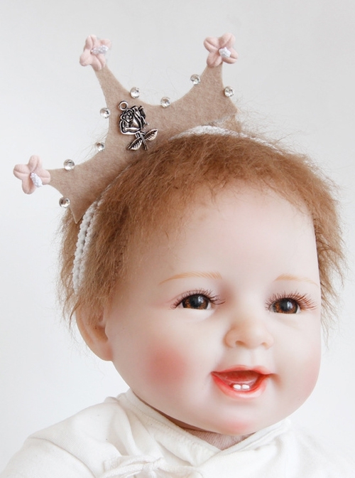 Cute Pink Crown Baby First Birthday Child Girl Rose Princess Elastic Hair Band