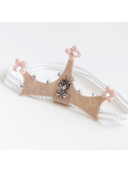 Cute Pink Crown Baby First Birthday Child Girl Rose Princess Elastic Hair Band