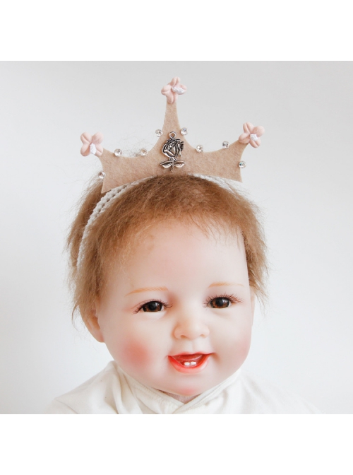 Cute Pink Crown Baby First Birthday Child Girl Rose Princess Elastic Hair Band