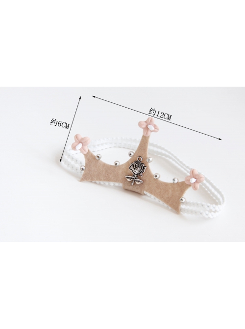 Cute Pink Crown Baby First Birthday Child Girl Rose Princess Elastic Hair Band