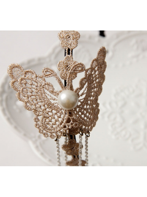 Fashion Elegant Golden Lace Butterfly Tassel Temperament Handmade Headband