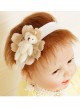 Cute Fashion White Flowers Lace Crown Bear Baby Girls Elastic Headband