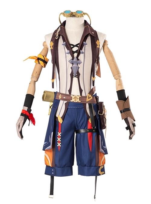 Genshin Impact Bennett Halloween Game Cosplay Costume Full Set Without Glasses