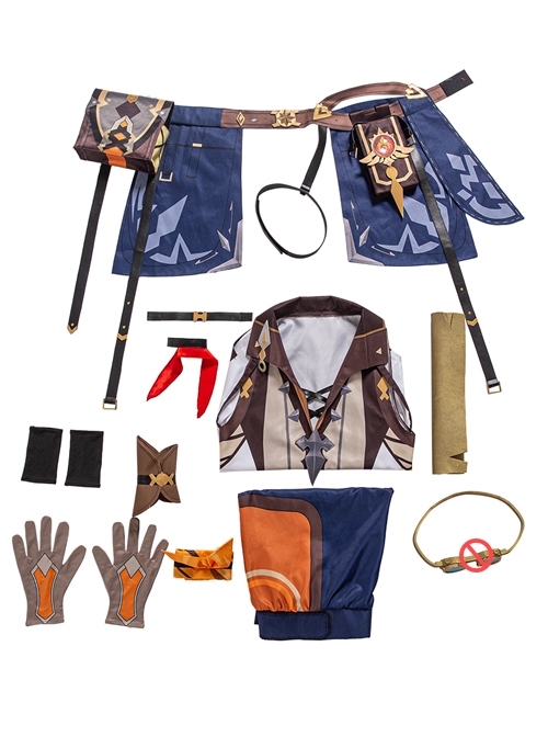 Genshin Impact Bennett Halloween Game Cosplay Costume Full Set Without Glasses