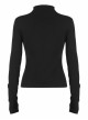 High Collar Metal Chain Pendant Long Sleeve Black Punk T-Shirt