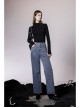 High Collar Metal Chain Pendant Long Sleeve Black Punk T-Shirt