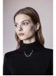 High Collar Metal Chain Pendant Long Sleeve Black Punk T-Shirt