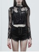 Black Gothic Shoulder Cushion Lace Embroidery Short Jacket