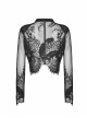 Black Gothic Shoulder Cushion Lace Embroidery Short Jacket