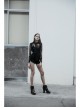 Black Gothic Shoulder Cushion Lace Embroidery Short Jacket