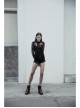 Black Gothic Shoulder Cushion Lace Embroidery Short Jacket