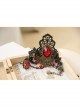 Gothic Style Retro Fashion Personality Black Lace Ruby Handmade Bracelet With Ring One Chain