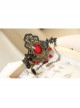 Gothic Style Retro Fashion Personality Black Lace Ruby Handmade Bracelet With Ring One Chain