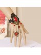 Gothic Style Retro Fashion Personality Black Lace Ruby Handmade Bracelet With Ring One Chain