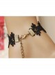 Gothic Style Retro Fashion Personality Black Lace Ruby Handmade Bracelet With Ring One Chain