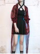 Suit Collar Long Sleeve Bandage Hem Wine Red Plaid Punk Short Blouse