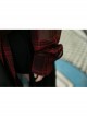 Suit Collar Long Sleeve Bandage Hem Wine Red Plaid Punk Short Blouse