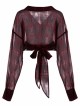 Suit Collar Long Sleeve Bandage Hem Wine Red Plaid Punk Short Blouse
