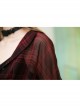 Suit Collar Long Sleeve Bandage Hem Wine Red Plaid Punk Short Blouse
