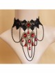 Bride Gothic Vampire Exaggerated Black Lace Ruby Fashion Choker