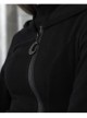 Front Oblique Zipper Pointed Hood Long Sleeve Split Hem Black Gothic Coat