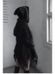 Sharp-Angle Wizard Hat Front Hairball Metal Moon Pendant Black Gothic Embroidery Coat
