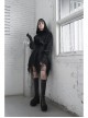 Sharp-Angle Wizard Hat Front Hairball Metal Moon Pendant Black Gothic Embroidery Coat