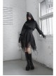 Sharp-Angle Wizard Hat Front Hairball Metal Moon Pendant Black Gothic Embroidery Coat