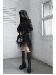 Sharp-Angle Wizard Hat Front Hairball Metal Moon Pendant Black Gothic Embroidery Coat