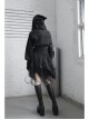 Sharp-Angle Wizard Hat Front Hairball Metal Moon Pendant Black Gothic Embroidery Coat