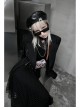 Fake Two-Piece Metal Zipper Decoration Waist Buckle Back Embroidery Black Punk Short Coat