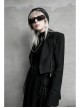 Fake Two-Piece Metal Zipper Decoration Waist Buckle Back Embroidery Black Punk Short Coat