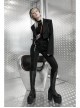Fake Two-Piece Metal Zipper Decoration Waist Buckle Back Embroidery Black Punk Short Coat