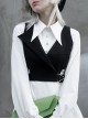 Asymmetric Unilateral Lapel Waist Hollow-Out Metal Buckle Waist Loop Black Punk Waistcoat