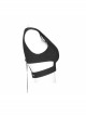 Asymmetric Unilateral Lapel Waist Hollow-Out Metal Buckle Waist Loop Black Punk Waistcoat