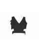 Asymmetric Unilateral Lapel Waist Hollow-Out Metal Buckle Waist Loop Black Punk Waistcoat