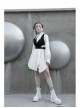 Asymmetric Unilateral Lapel Waist Hollow-Out Metal Buckle Waist Loop Black Punk Waistcoat