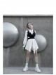 Asymmetric Unilateral Lapel Waist Hollow-Out Metal Buckle Waist Loop Black Punk Waistcoat