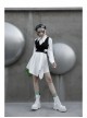 Asymmetric Unilateral Lapel Waist Hollow-Out Metal Buckle Waist Loop Black Punk Waistcoat