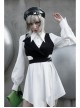 Asymmetric Unilateral Lapel Waist Hollow-Out Metal Buckle Waist Loop Black Punk Waistcoat