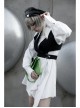 Asymmetric Unilateral Lapel Waist Hollow-Out Metal Buckle Waist Loop Black Punk Waistcoat