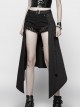Black Punk Metal Eyelets Strap Side Pocket Half Skirt